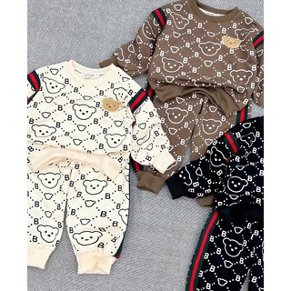 BỘ NỈ DA CÁ IN TRÀN THÂN HÌNH GẤU CHO BÉ TRAI VA GÁI SIZE 6-18KG