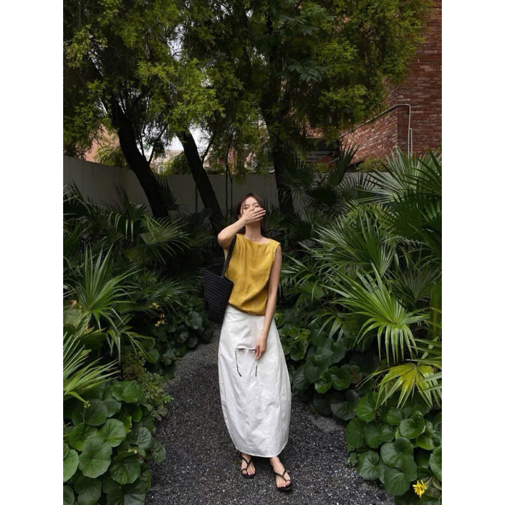 Chân váy dáng búp linen  Cotton Onni st
