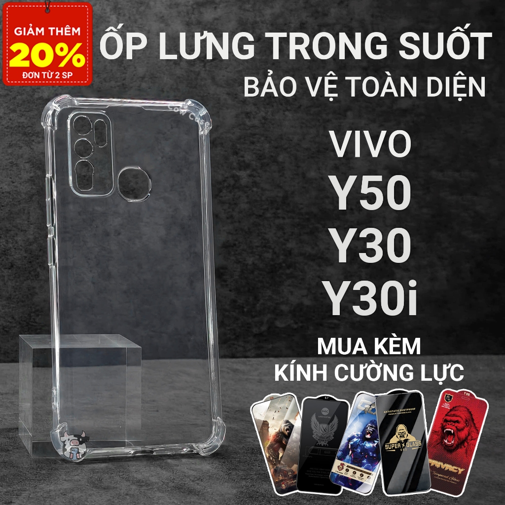 Ốp lưng Vivo Y50, Y30, Y30i (1938) (1935) Cowcase trơn trong suốt