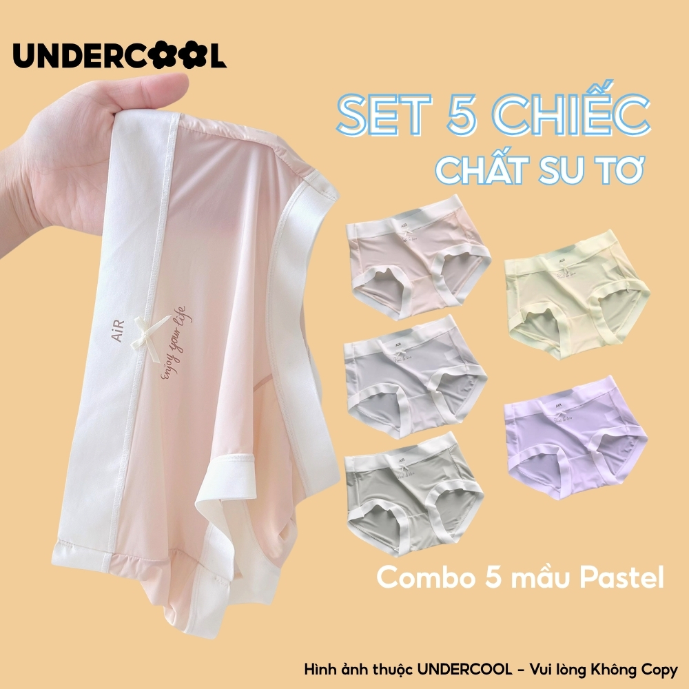 Set 5 Quần Lót Nữ Su Tơ Làm Mát Siêu Tàng Hình UNDERCOOL, Viền Su Thạch Sóng Băng Lụa Cao Cấp Kháng Khuẩn CB-QL65