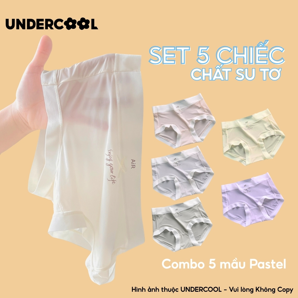 Set 5 Quần Lót Nữ Su Tơ Làm Mát Siêu Tàng Hình UNDERCOOL, Viền Su Thạch Sóng Băng Lụa Cao Cấp Kháng Khuẩn CB-QL65