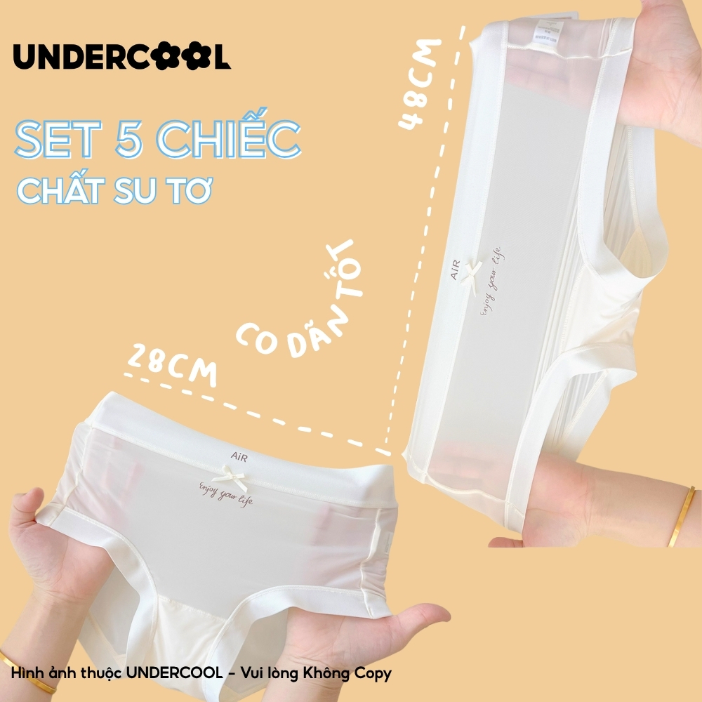 Set 5 Quần Lót Nữ Su Tơ Làm Mát Siêu Tàng Hình UNDERCOOL, Viền Su Thạch Sóng Băng Lụa Cao Cấp Kháng Khuẩn CB-QL65