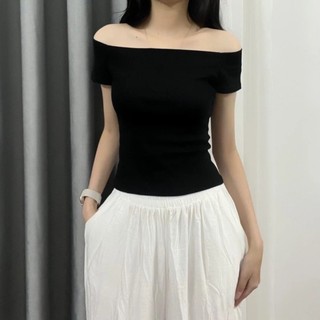 ÁO TRỄ VAI bản to tiểu thư sang chảnh chất coton Hàn cúc dọc dành cho nữ