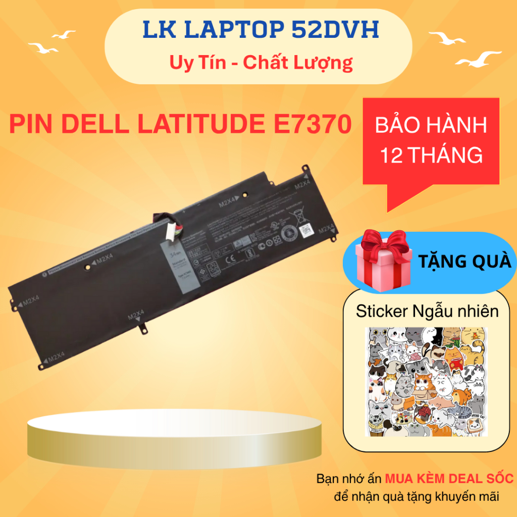 PIN DELL LATITUDE 7370 E7370 34Wh 43WH WY7CG XCNR3 P63NY New 100%