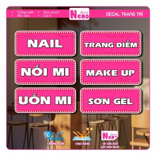 Decal Dán Trang Trí Tiệm Tóc, Barber, Nail, Mi Chống Nước, Decal Tranh Dán Menu Hair Salon, BarberShop.