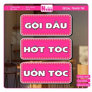 Decal Dán Trang Trí Tiệm Tóc, Barber, Nail, Mi Chống Nước, Decal Tranh Dán Menu Hair Salon, BarberShop.