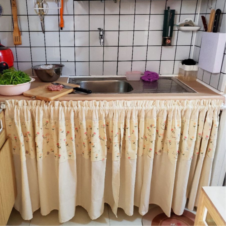Rèm vải che kệ bếp nhiều họa tiết đa dụng, màn vải treo kệ bếp trang ...