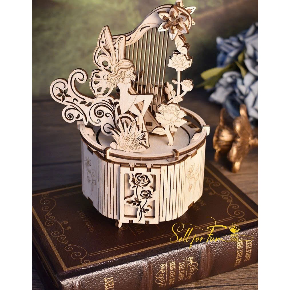 Đồ Chơi Lắp Ráp Mô Hình Gỗ 3D Hộp Nhạc Nàng Tiên Bên Đàn Hạc – FAIRY HARP