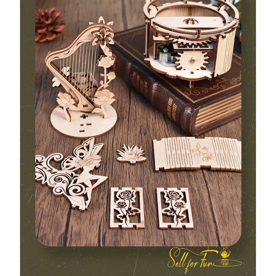 Đồ Chơi Lắp Ráp Mô Hình Gỗ 3D Hộp Nhạc Nàng Tiên Bên Đàn Hạc – FAIRY HARP