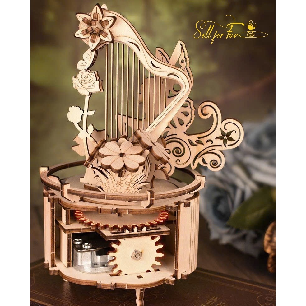 Đồ Chơi Lắp Ráp Mô Hình Gỗ 3D Hộp Nhạc Nàng Tiên Bên Đàn Hạc – FAIRY HARP