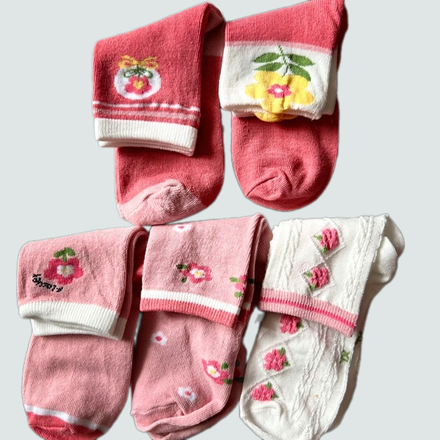 Tất Vớ bé gái 0 -6 tuổi Cổ cao, Chất Liệu Cotton, Co Giãn 4 Chiều, Khử Mùi Kháng Khuẩn - màu xanh lá