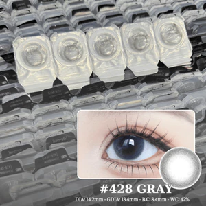 Lens mắt 428 Gray màu xám tự nhiên, không viền, dùng 1 lần, lens 1 ngày đủ độ hãng LUNA EYES