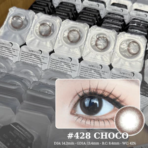 Lens mắt 428 Choco màu socola tự nhiên, không viền, dùng 1 lần, lens 1 ngày hãng LUNA EYES