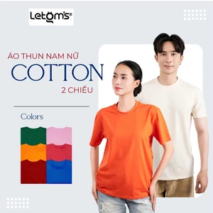 Áo thun cotton 2C co giãn nam nữ form regular, cổ tròn basic, chất cao cấp, LeTom's