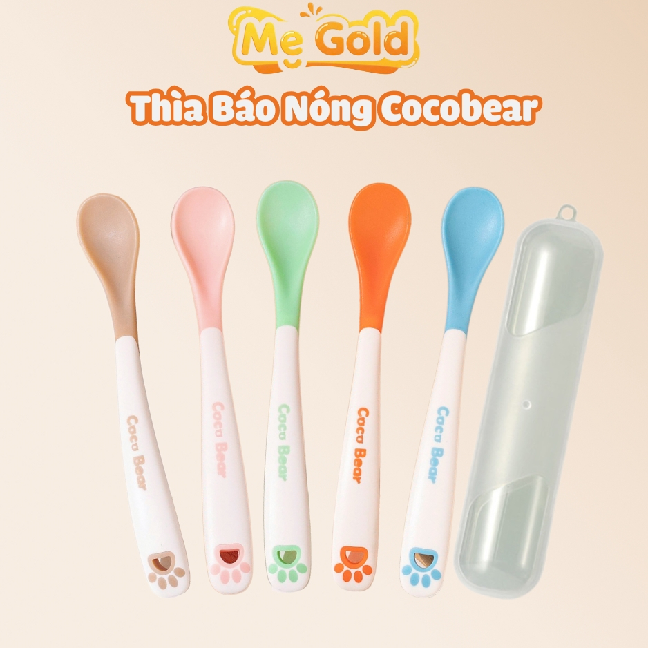 Thìa ăn dặm nhựa báo nóng Cocobear cho bé ăn dặm Shopmegold1