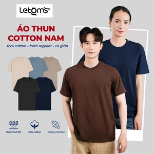Áo phông nam nữ cotton 2C LeTom's – Co giãn, form suông basic, cổ tròn hiện đại, size S-3XL