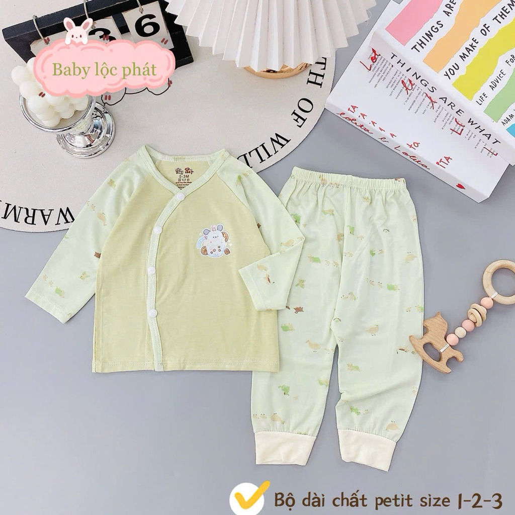(LPDT 21) Bộ quần áo sơ sinh thun lạnh PETIT dài tay cho bé mềm mịn thoải mái 0 - 9m