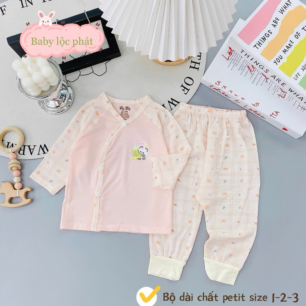 (LPDT 21) Bộ quần áo sơ sinh thun lạnh PETIT dài tay cho bé mềm mịn thoải mái 0 - 9m