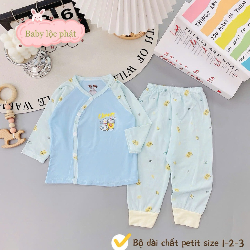 (LPDT 21) Bộ quần áo sơ sinh thun lạnh PETIT dài tay cho bé mềm mịn thoải mái 0 - 9m