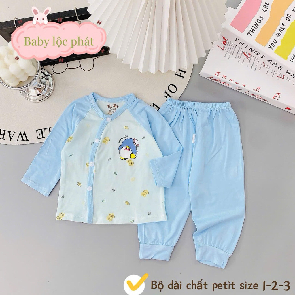 (SET 2-3) Bộ quần áo sơ sinh thun lạnh PETIT dài tay cho bé mềm mịn thoải mái 0 - 9m (LPDT 22)
