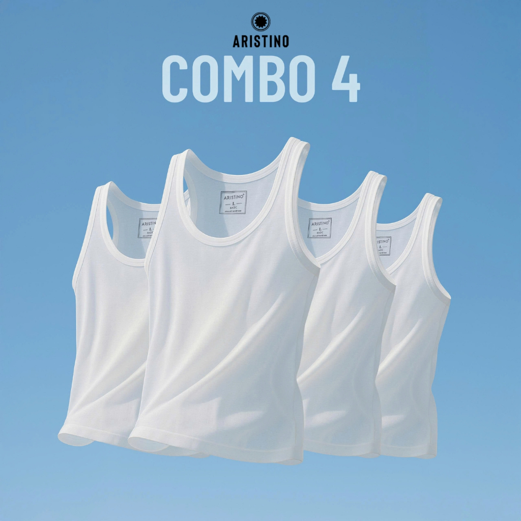 [COMBO 4] Áo Ba Lỗ Nam Tanktop Aristino, Chất Cotton Cao Cấp Mềm Mịn thấm hút mồ hôi -  ATT001EXP04