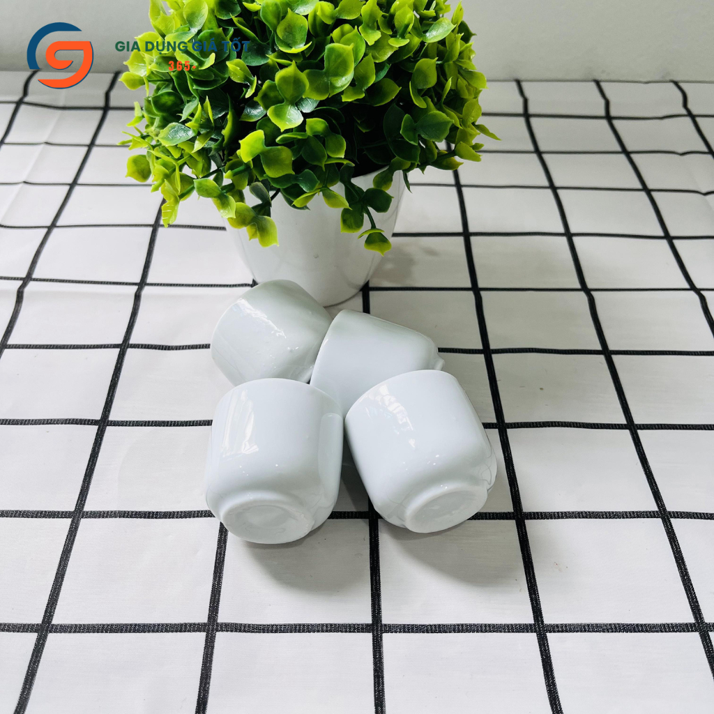 Set 10 chén sứ mini Bát Tràng men trắng -ly nhỏ tiếp khách, bàn tiệc sang trọng