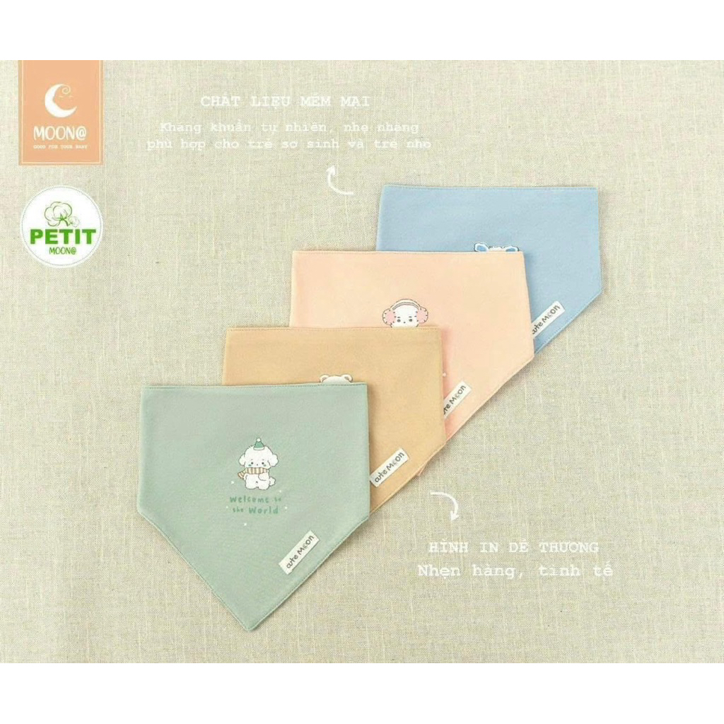 1sét 5 chiếc Yếm tam giác Moon chất liệu Petit cho bé trai bé gái