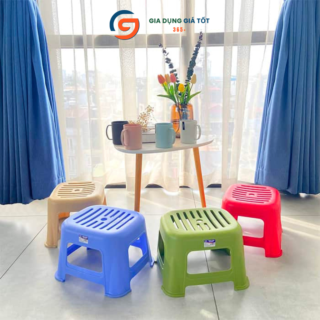 Ghế đẩu thấp nhựa PP Song Long - ghế ngồi xổm mini chịu lực tốt, dùng trong nhà ngoài trời