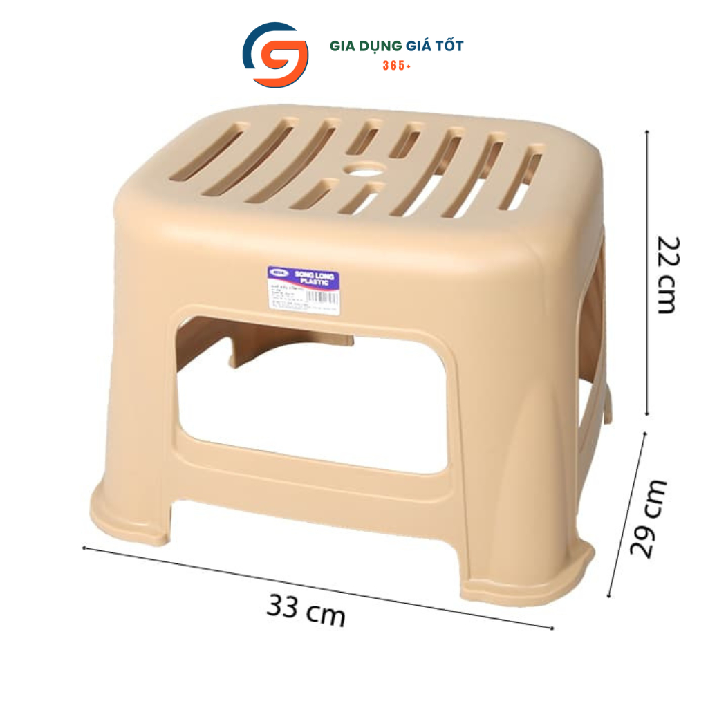 Ghế đẩu thấp nhựa PP Song Long - ghế ngồi xổm mini chịu lực tốt, dùng trong nhà ngoài trời
