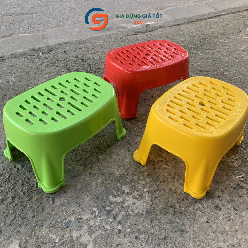 Ghế nhựa lùn Song Long cho bé, ghế nhựa mini ngồi thấp hình chữ nhật nhiều màu dày dặn
