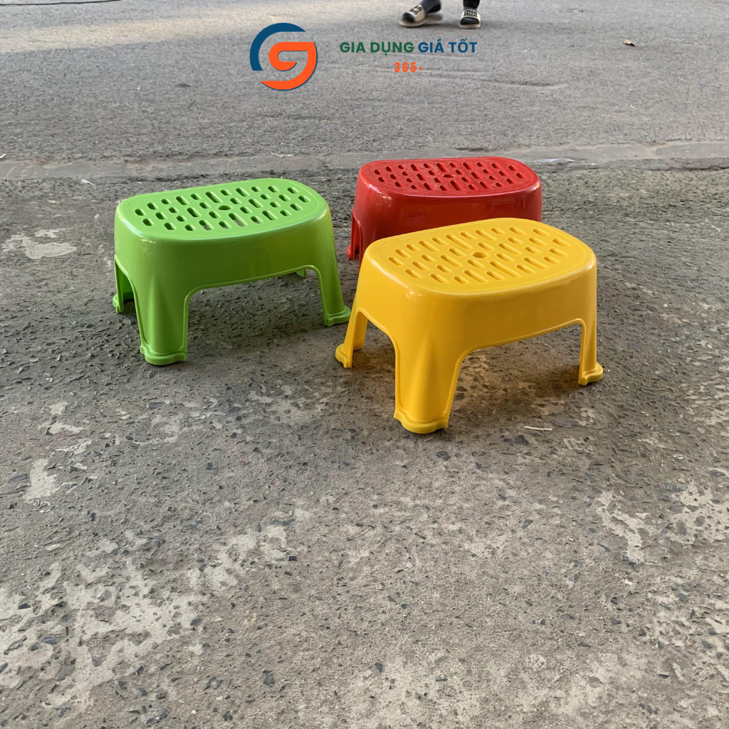 Ghế nhựa lùn Song Long cho bé, ghế nhựa mini ngồi thấp hình chữ nhật nhiều màu dày dặn
