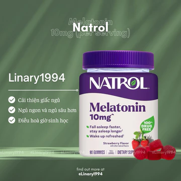 [Hàng Mỹ] Linary1994 - Kẹo Dẻo Hỗ Trợ ngủ ngon 5mg-10mg Natrol Melatonin Gummies Mỹ 90V 180V [Date Xa] [Ship Hỏa Tốc]