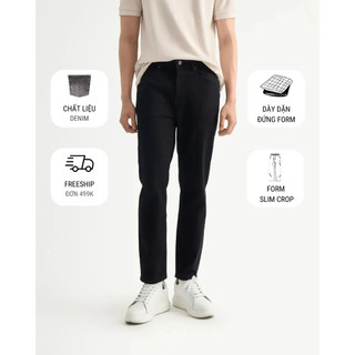 Quần jean đen trơn form Slim Crop (chiều dài đến mắt cá chân) - 10S25DPA108C