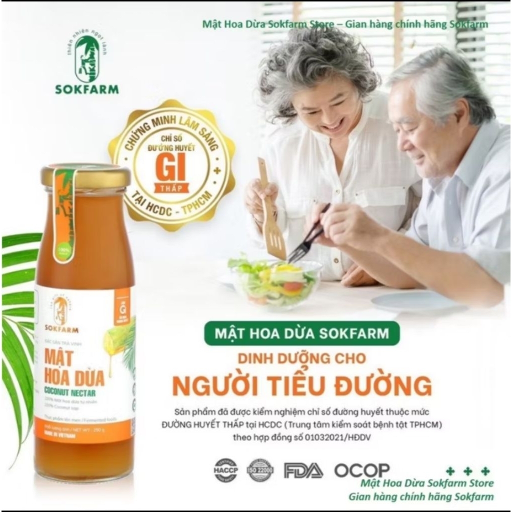 Mật hoa dừa Sokfarm - 250g - thuần chay, thuần thực vật
