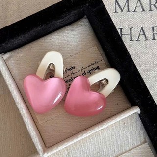 Set 4 kẹp nơ tim hồng màu hồng ngọt ngào cho mái tóc thêm xinh