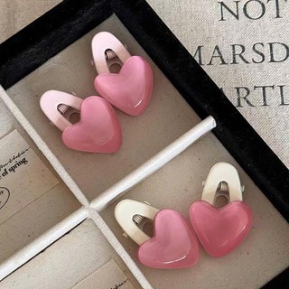 Set 4 kẹp nơ tim hồng màu hồng ngọt ngào cho mái tóc thêm xinh