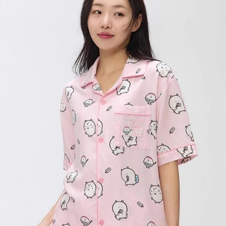 SPAO x tự chế giễu gấu 25ss mới pajama ngắn T cùng một người đàn ông và phụ nữ cùng một bộ đồ ngủ gia đình áo ngủ ngắn t