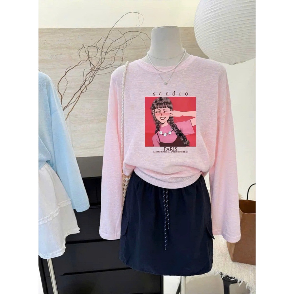 Mẫu Mới Áo thun dài tay in hình JULY FASHION, Áo thun nữ tay dài mềm mại ấm áp mùa Thu Đông, Chất thun xượt mịn đẹp