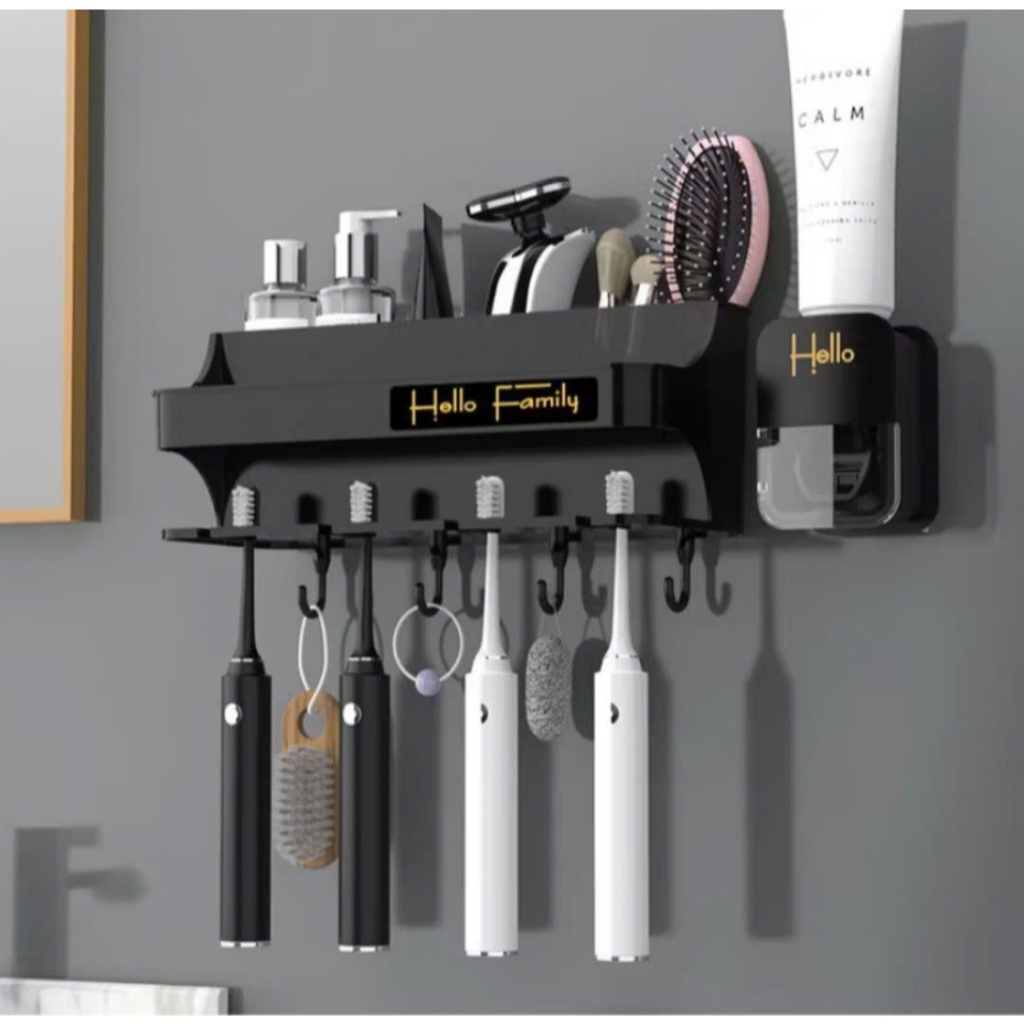 Giá Treo Để Bàn Chải Đánh Răng, Bộ Nhả Kem Đánh Răng Tự Động 2/3/4 Cốc Gắn Tường Tiện Nghi, Hiện Đại
