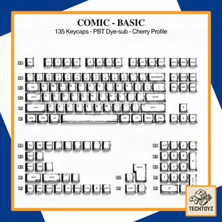 [ Comic ] Bộ Keycaps Trắng Basic - PBT DyeSub - Cherry Profile