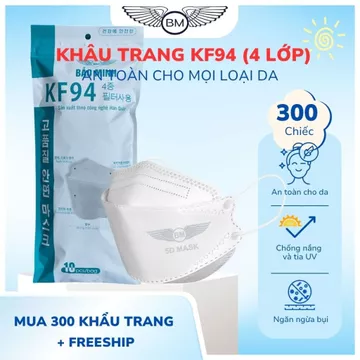 [ Thùng 300 cái ] Khẩu trang KF 94 Bảo Minh (khẩu trang 4D), khẩu trang 4 lớp kháng khuẩn