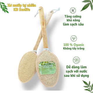 Cây Kỳ Lưng Xơ Mướp Tự Nhiên KB Ecolife (Cán dẹt 45cm) Làm Sạch Sâu Tẩy Da Chết Massage Da