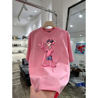 Áo thun hoạt hình Báo hồng say hi BH03 unisex nam nữ form rộng 100% Cotton