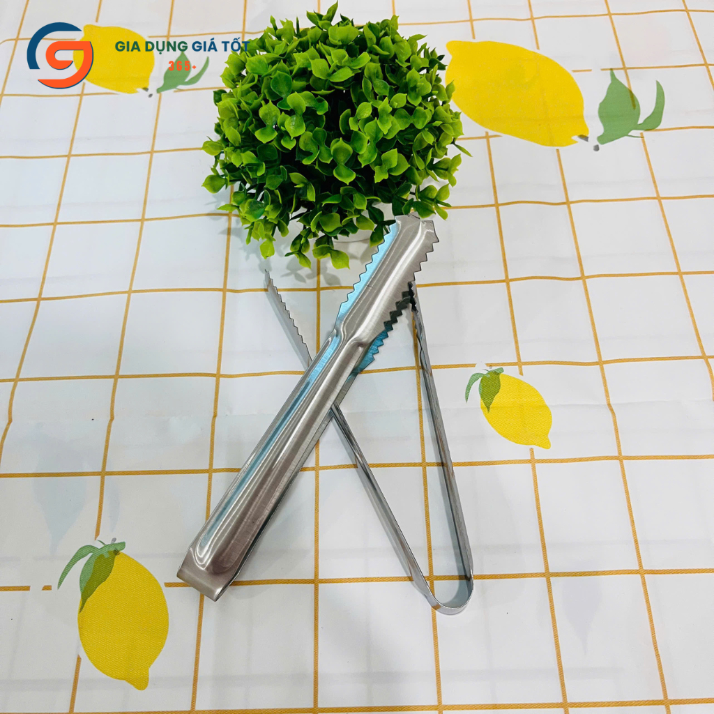 Kẹp gắp inox 17cm răng cưa chống trượt - kẹp gắp đá viên, đồ nướng, thực phẩm, dụng cụ làm bếp