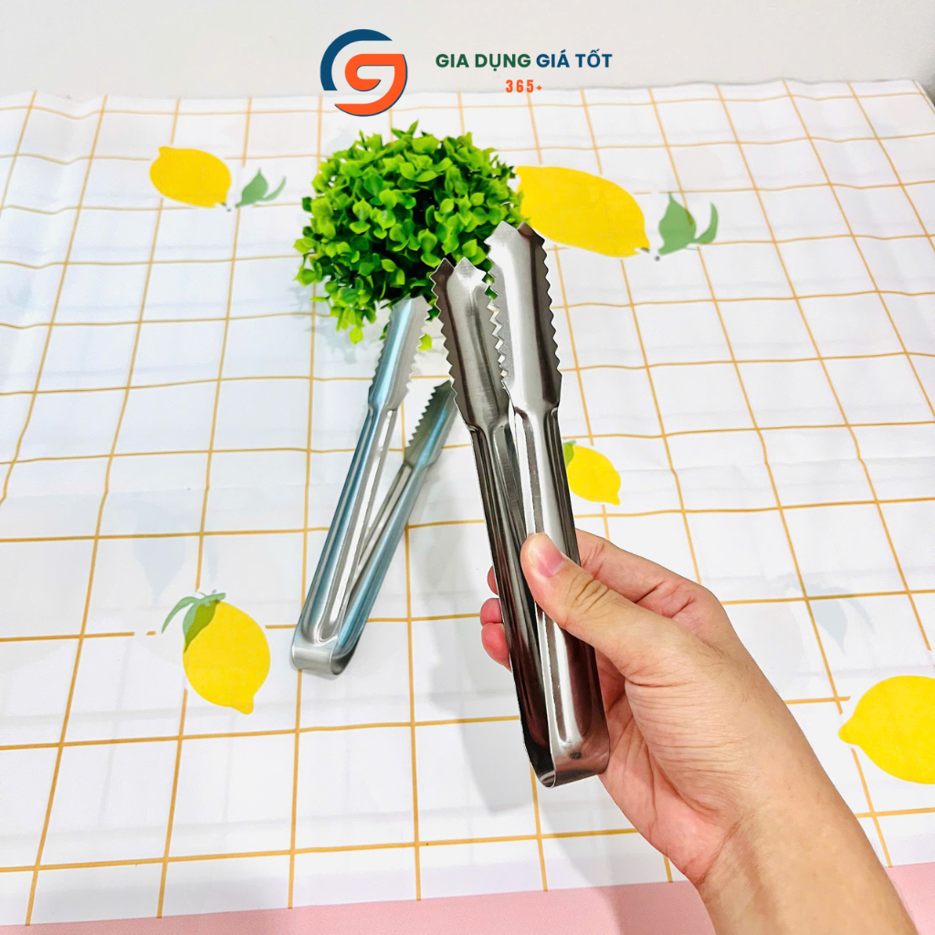 Kẹp gắp inox 17cm răng cưa chống trượt - kẹp gắp đá viên, đồ nướng, thực phẩm, dụng cụ làm bếp