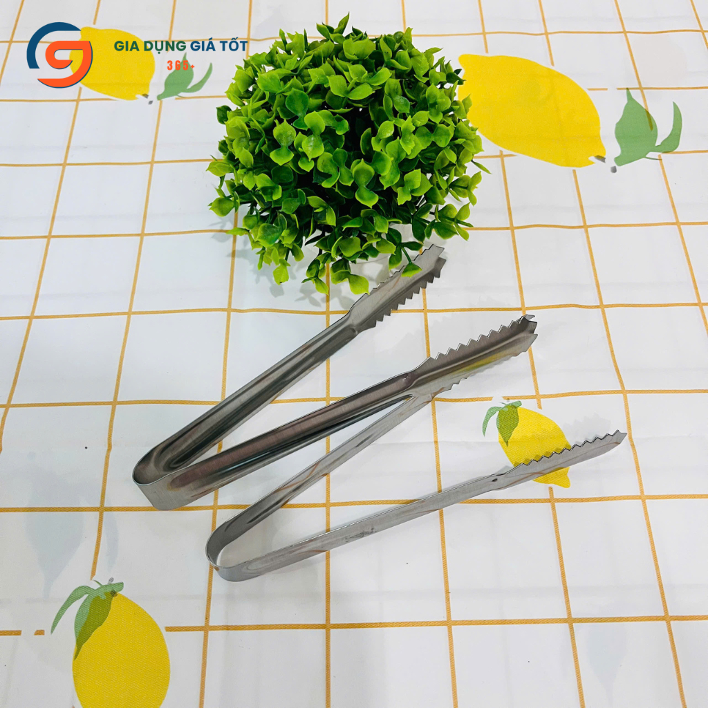 Kẹp gắp inox 17cm răng cưa chống trượt - kẹp gắp đá viên, đồ nướng, thực phẩm, dụng cụ làm bếp