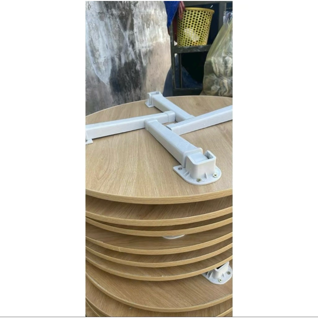 Bàn tròn ngồi bệt gấp gọn 60x60x30cm, chân nhựa cao 28-30cm, mặt gỗ MDF cao cấp
