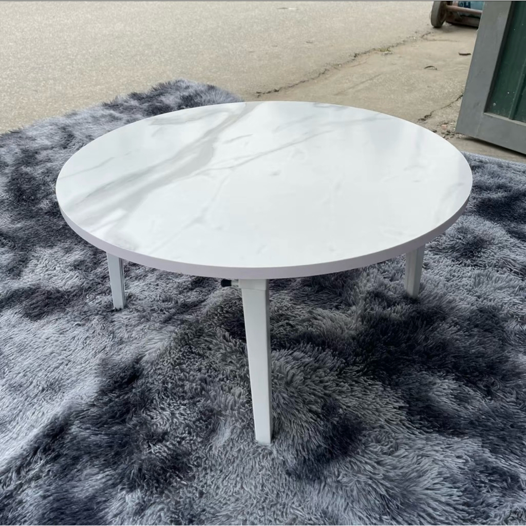 Bàn tròn ngồi bệt gấp gọn 60x60x30cm, chân nhựa cao 28-30cm, mặt gỗ MDF cao cấp