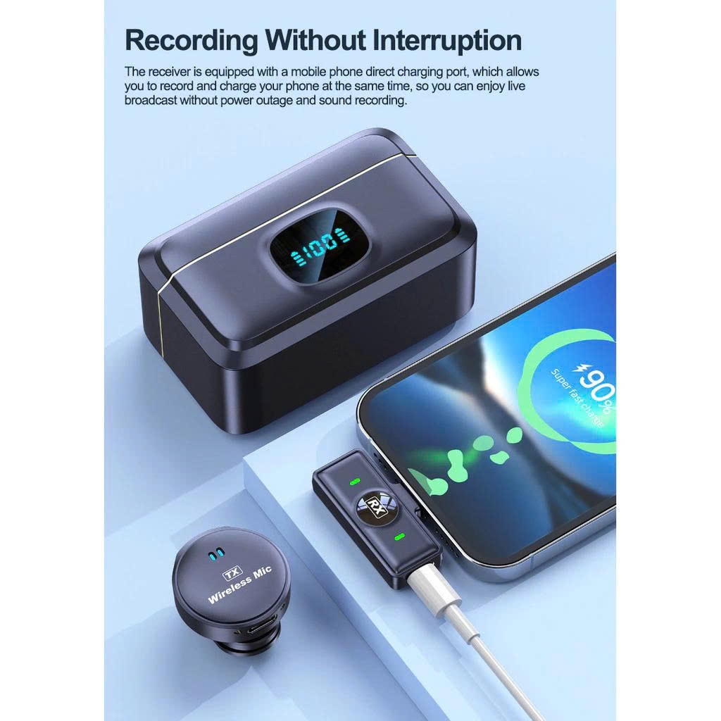 Micro Không Dây Mini ,Mic Kèm Hộp Sạc – Pin 40 Giờ, Thu Âm Rõ Nét, Dùng Cho Điện Thoại,Máy Tính Livestream, Phỏng Vấn