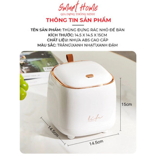 Thùng Rác Mini Để Bàn Có Nắp  - Chất Liệu Nhựa Abs Cao Cấp, Đẹp Sang Trọng Để Phòng Khách, Văn Phòng, Bàn Học